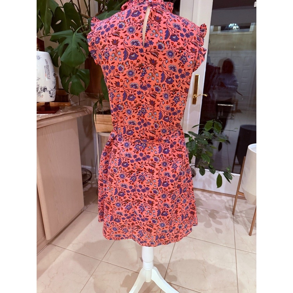 Boden Floral Sleeveless Smocked Mini Dress ruffles Pink size 6 Spring/summer - Picture 6 of 12